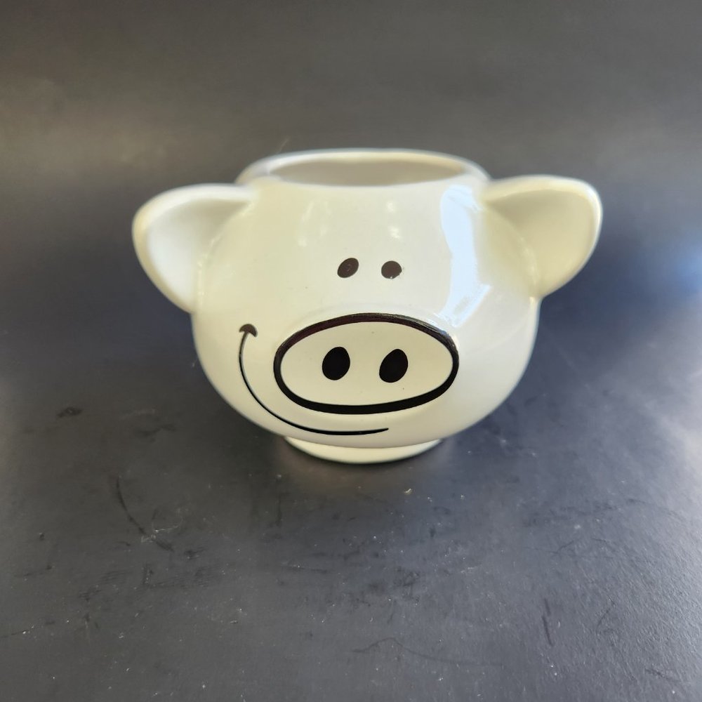 Ceramic Pig Mug, Black and White With 3D Ears